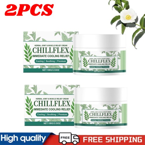 2X 100g Crema Herbal Alivio Articular y Muscular Chillflex Alivio de Enfriamiento Inmediato NUEVO