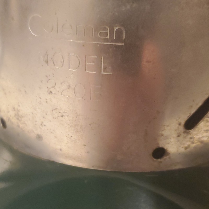 Coleman 220E Camping Lantern Metal Glass Model 220E Vintage Outdoor Light