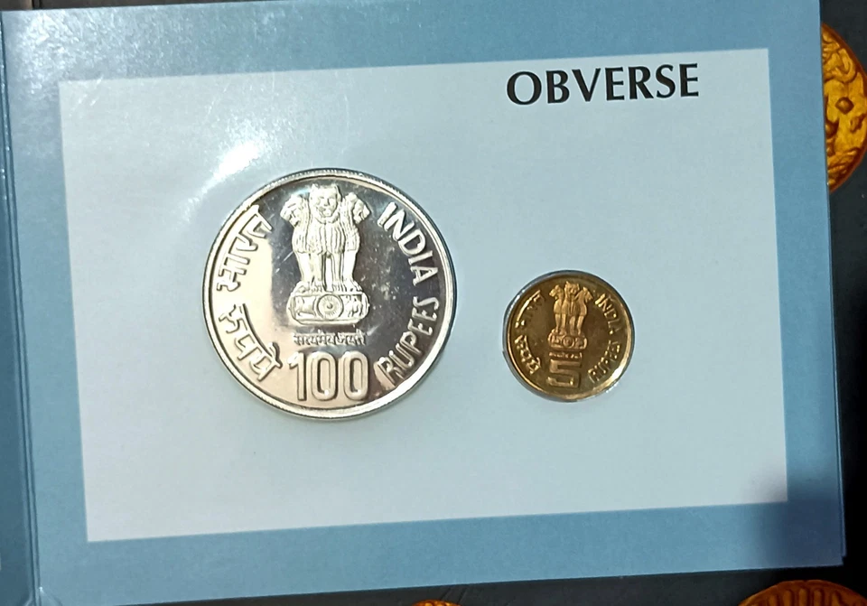 India Republic 2009-B Birth Centenary Saint Alphonsa Proof Coin Set Of Rs 100 &5 - Image 2 of 4