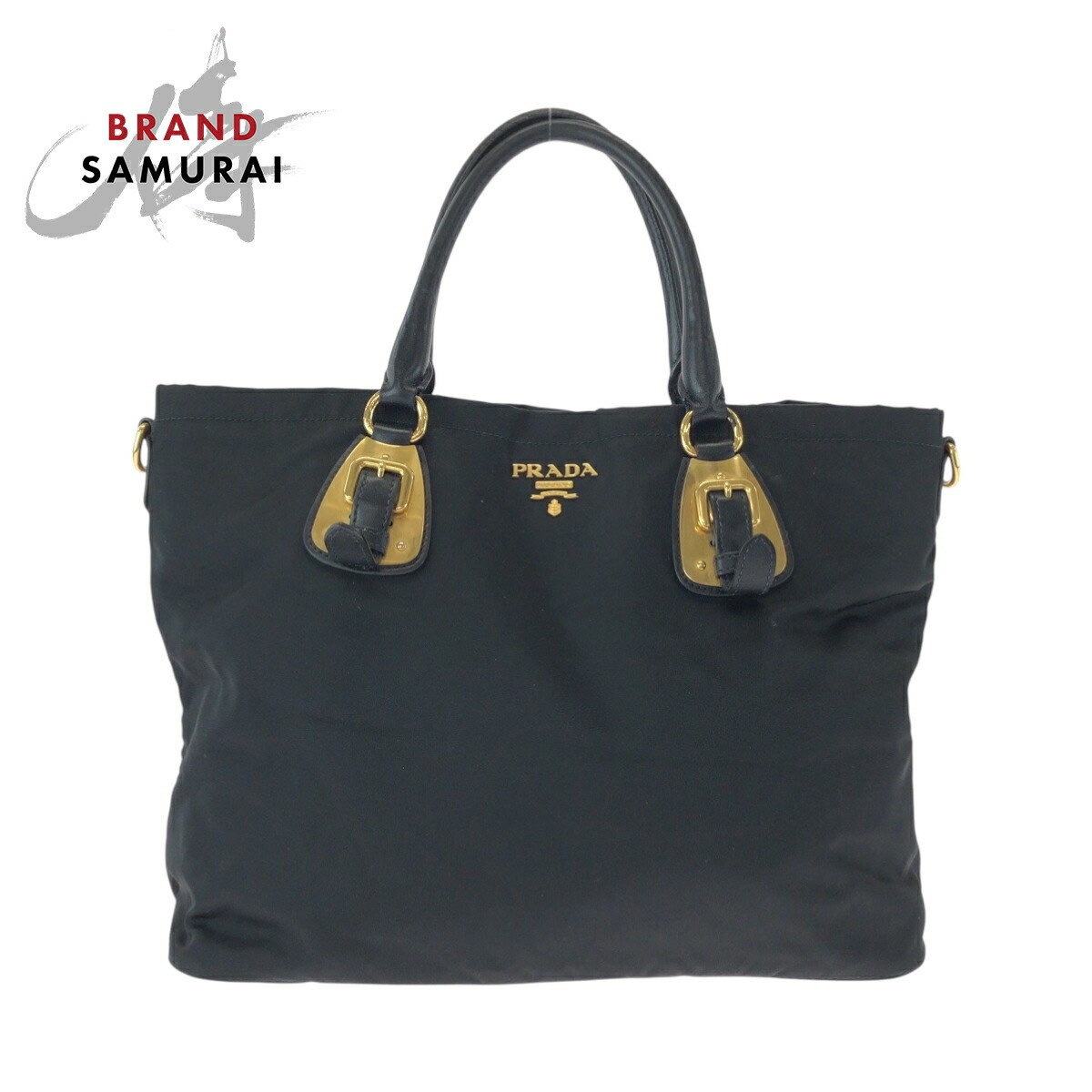 Prada Tessute Logo Black Gold Hardware Nylon Tote Shoulder Bag for Women BN1902