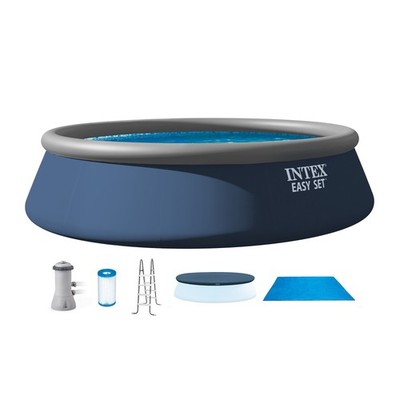 Intex Easy Set 15' x 42'' Round Inflatable Outdoor Above Ground Swimming Pool Set