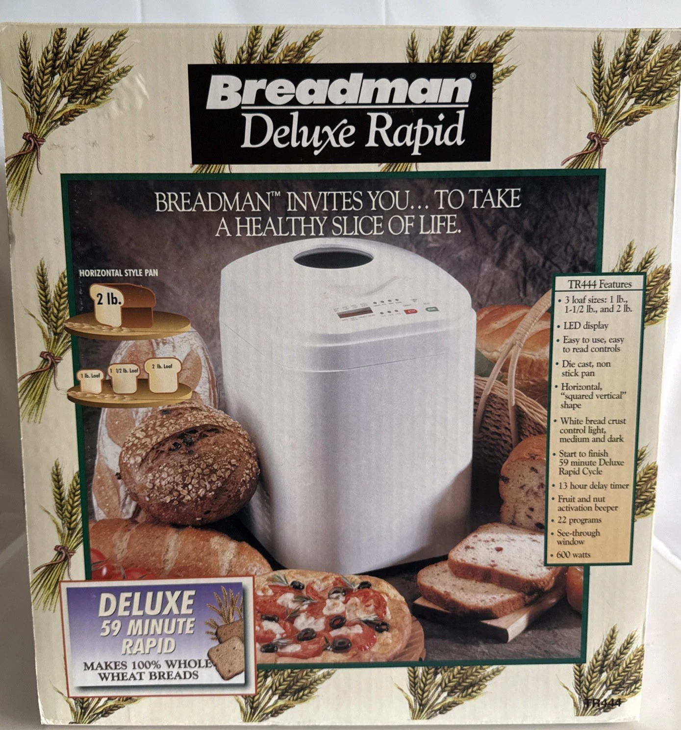 Breadman Deluxe Rapid TR444 - 3 Loaf Sizes - 59 min Cycle - NOB