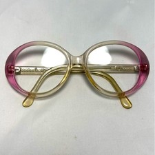 Vintage Oversized Round Clear  Pink Eyeglasses - Frames Only