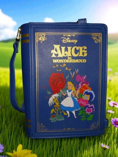 Mochila Bandolera y Cartera Loungefly Disney Alicia en el País de las Maravillas Libro ~ Exhibición - Imagen 2 de 8