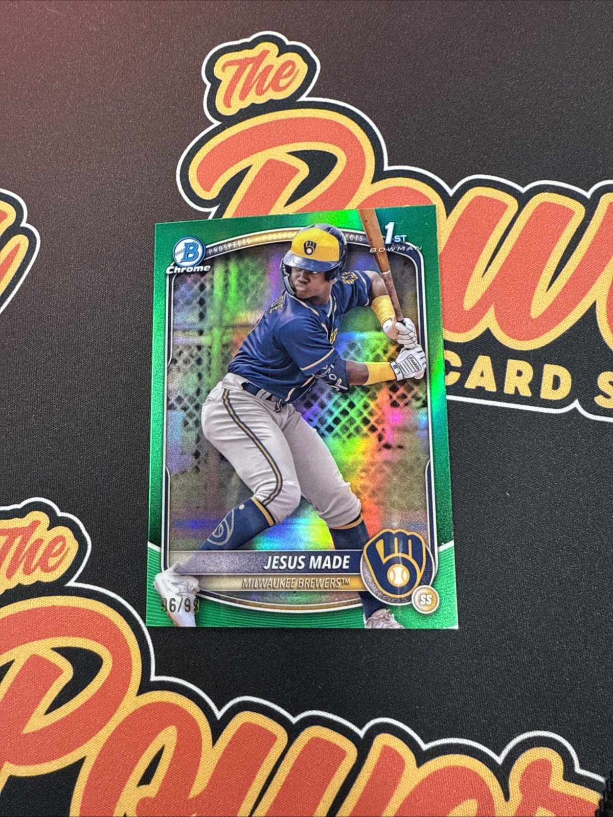 2025 Bowman Chrome Jesus Made 1st True Green Refractor 96/99 #BCP-50 Brewers