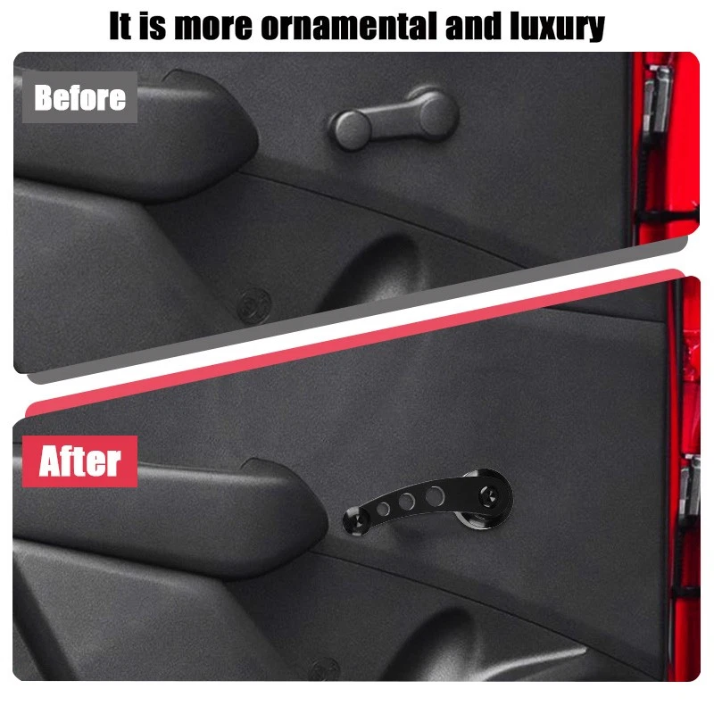 Black 2PCS Aluminum Window Winder Crank Car Manual Door Handle Fits Honda Civic - Image 4 of 4