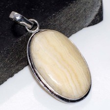 Laguna Lace Calcite 925 Silver Plated Pendant 2.1" Valentine Jewelry AU Q892