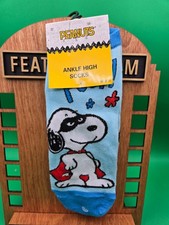Peanuts Snoopy Women's Ankle High Socks Fits Shoe SZ 9-11 Blue New