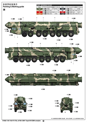 Trumpeter 01082 1/35 15U175 TEL OF RS-12M1 TOPOL-M ICBM COMPLEX - Imagen 10 de 12