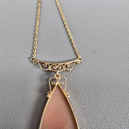 Bellissima collana con ciondolo cammeo vittoriano in oro giallo 14 carati catena conchiglia a goccia 15" - Foto 10 di 12