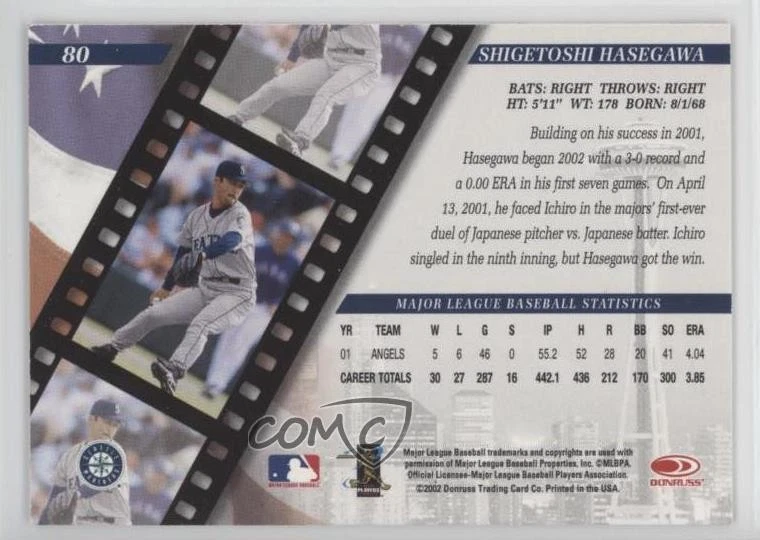 2002 Donruss Studio Shigetoshi Hasegawa #80 - Image 2 of 2