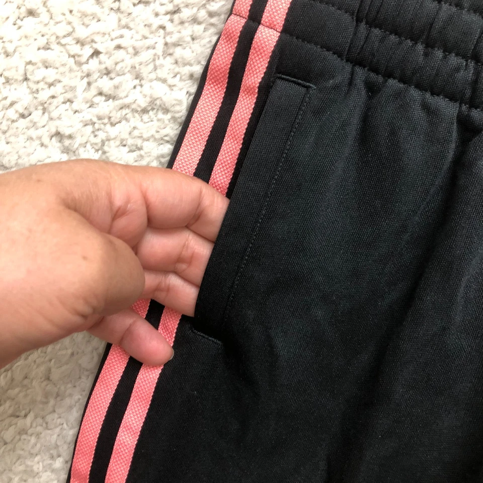 NEW Adidas Track Pants Small Youth Black J Snaps Three Stripes Tapered Girls S - Image 3 of 4