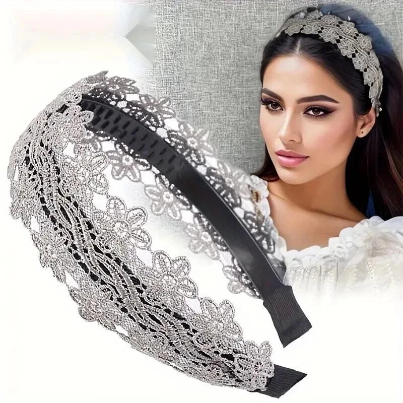 Faixa de cabeça cinza renda – Berloque delicado ✨ FRETE GRÁTIS - Imagem 3 de 3