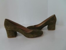 Gianvito Rossi Khaki Suede Flared Block 60 mm Heel Pumps/Shoes EUR 38.5/US 8.5