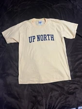 Gildan Activewear Unisex T-Shirt Large Yellow Navy Blue Up North Ultra Cotton 