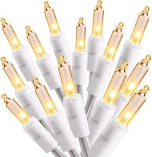 White Twinkle Lights String, 21.63Ft 100 Count Incandescent Warm White Christmas