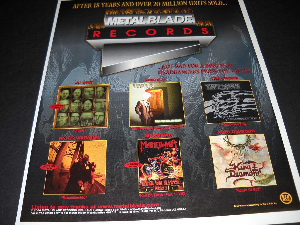 METAL BLADE 2000 PROMO POSTER AD F 70% OFF Outlet DIAMOND X KING Manowar King's 4 years warranty