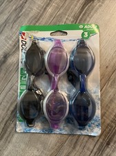 3 pack Dolfino Pacesetter Silicone Swim Goggles ADULT sz ages 12 UV Protection