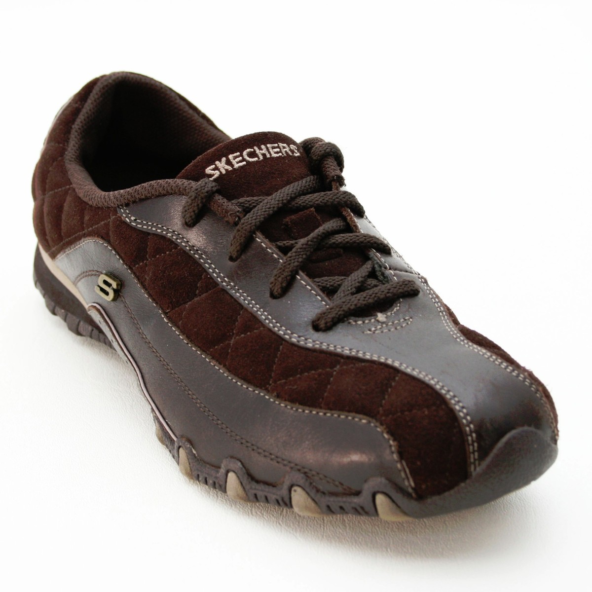 Skechers Ladies 10 Lace Up Brown Leather Oxfords Fashion Shoes