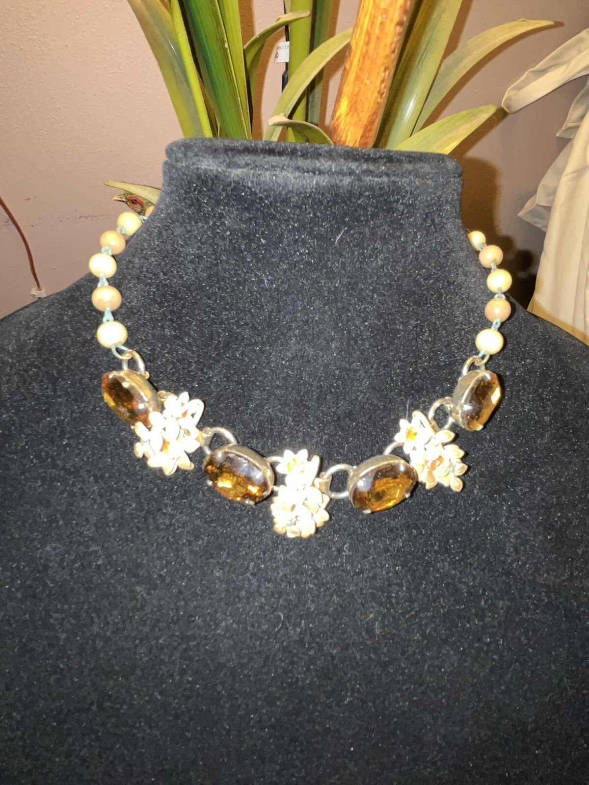 Amber Rhinestone Crystal Stunning Statement Neckl… - image 2