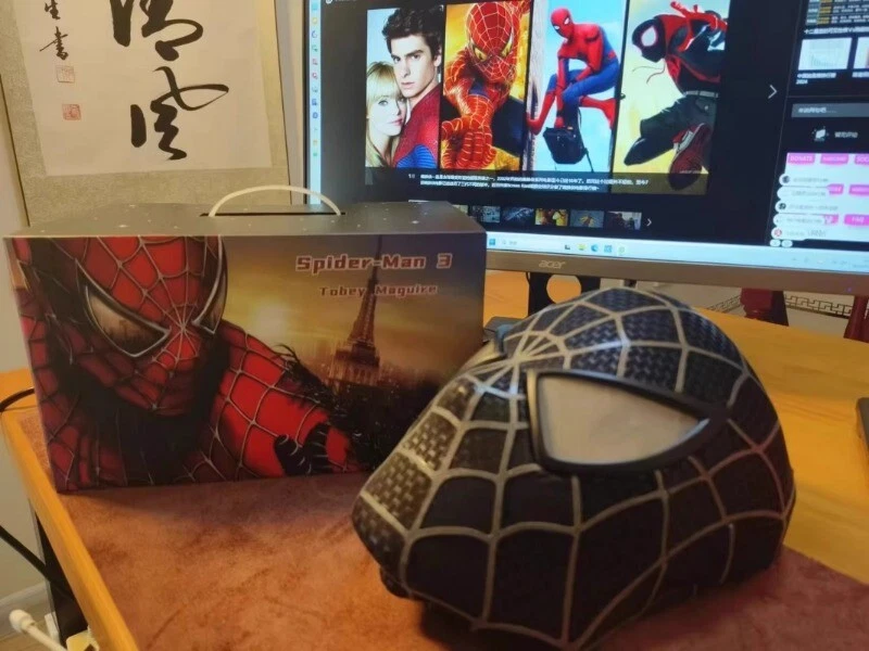 Spiderman 1:1 Tobey Maguire Hood Mask 3D Headwear Adult Wearable Red/BL Gifts - Image 4 of 4