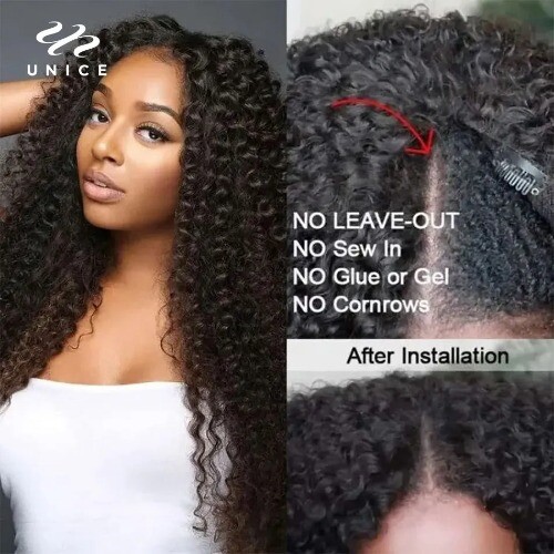 Kinky Curly Human Hair  Upart Wig No Leave Out Thin Part I-Part Wig V-Part Wig - Bild 8 von 19
