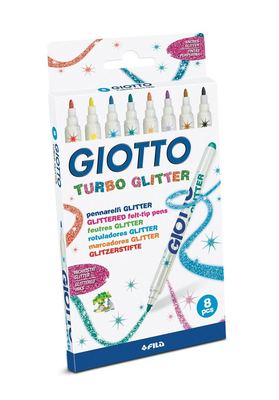 Giotto Turbo Glitter Felt Tip Fibre tip Pens Glittered pens Wallet of 8