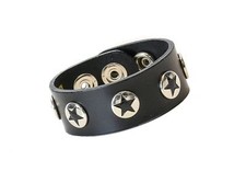 Star Penta Leather Punk Goth Gothic Biker Bracelet Wristband BDSM