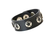 Star Penta Leather  Punk Goth Gothic Biker Bracelet Wristband BDSM