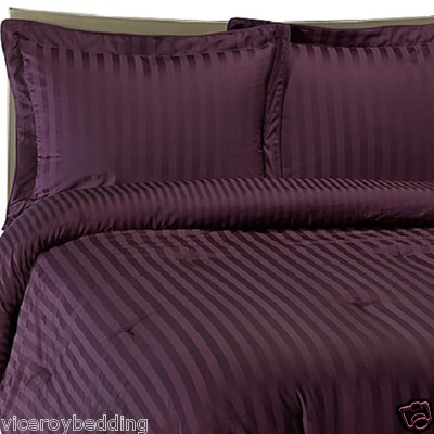 Ägyptische Baumwolle 500 Fäden KLASSISCHE STREIFEN King Size Bettbezug Aubergine