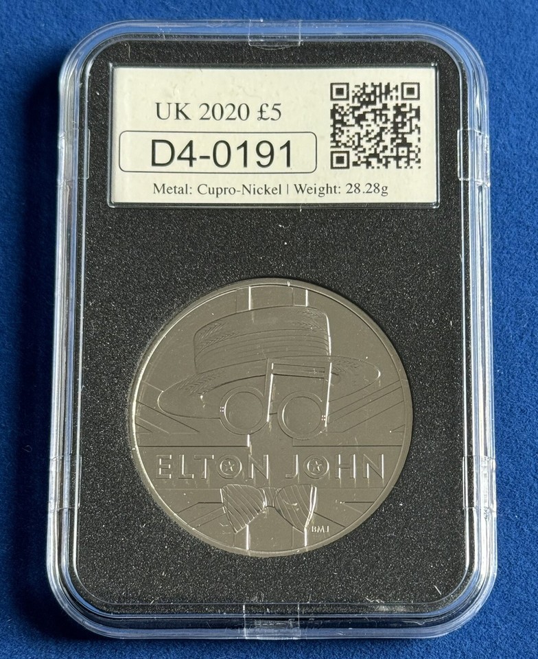 2020 Elton John UK £5 Date Stamp Issue. BUNC. Postmarked 25 March 2022