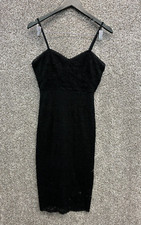 Mi Ami Little Black Dress Lace Overlay Spaghetti Strap Straight Dress Women's M