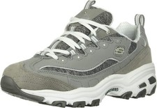 Skechers womens D'lites Me Time Wide Memory Foam Lace-up Sneaker 11 Wide, Grey