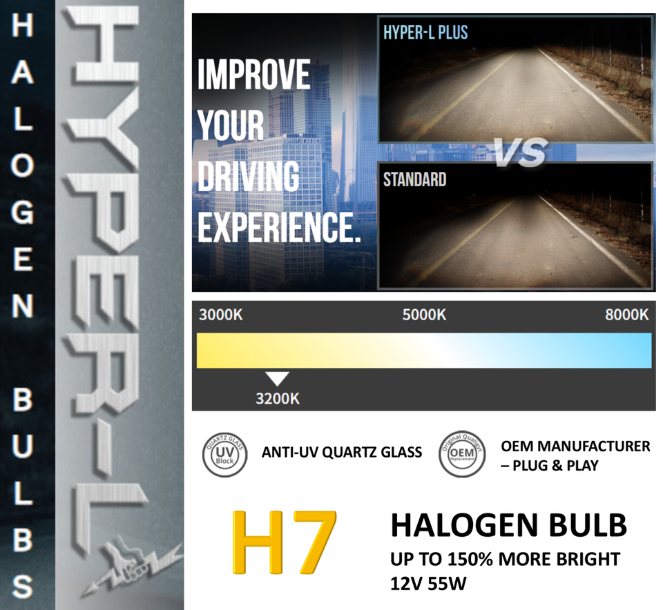 2 X H7 Halogen 12V 55W Super Bright Upgrade Headlight Bulb-150% More Light - Foto 7