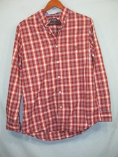 NWT Chaps by Ralph Lauren Red Orange Plaid Easy Care Men's Button Front Shirt