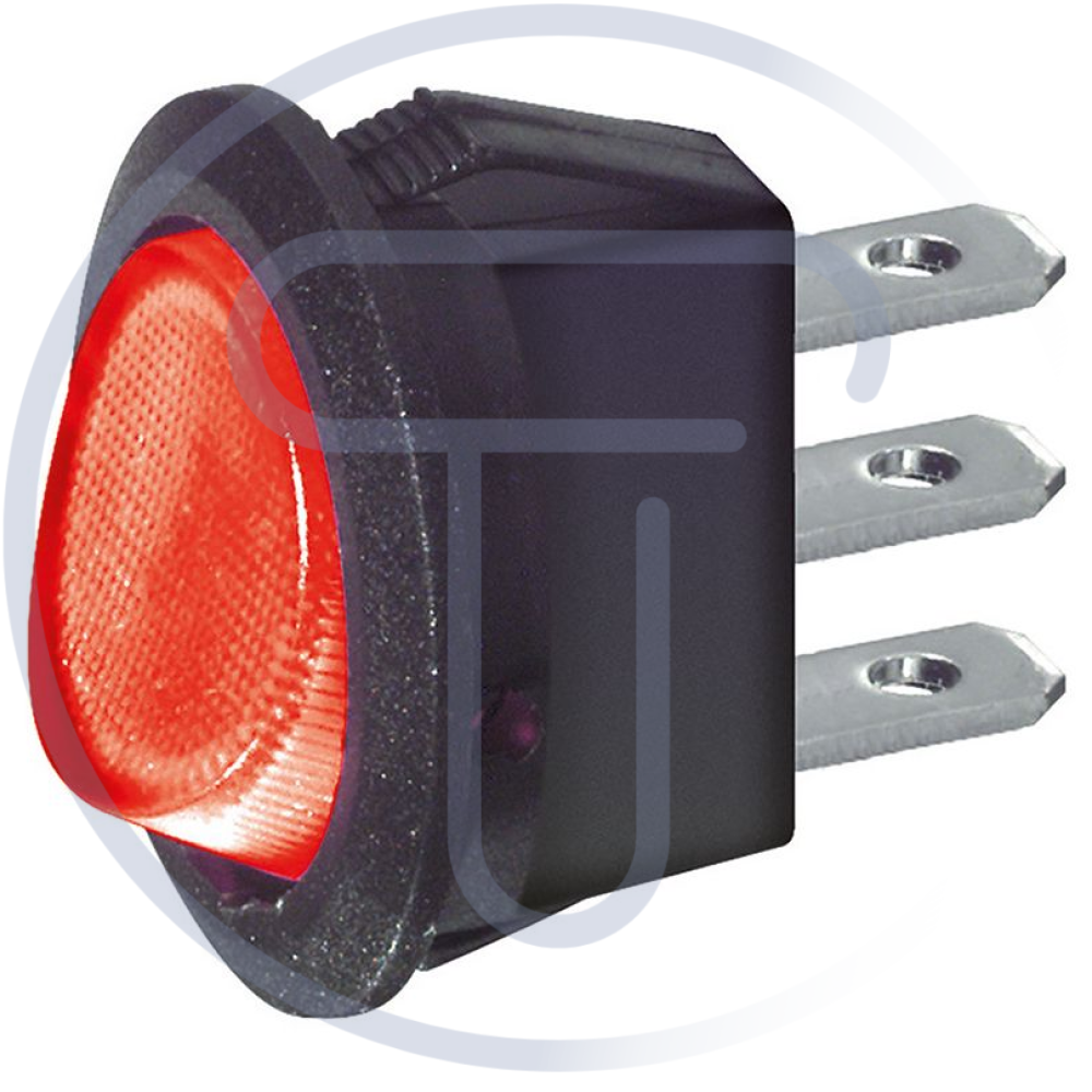 Interruttore unipolare a bilanciere SPST ON-OFF con tasto luminoso rosso e con t