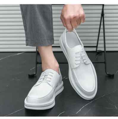 Men Lace Up Formal Dress Casual Business Thicken Soled Shoes Fashion White  color