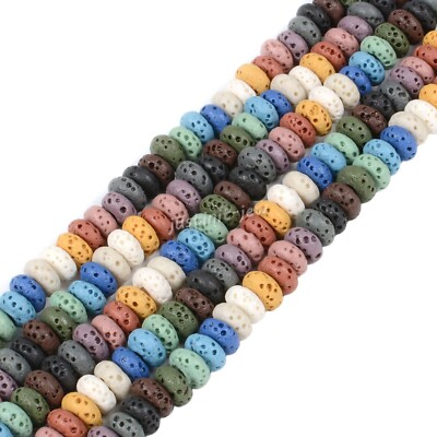 6 to 8mm Dyed Multicolor Lava Rondelle Spacer Loose Beads 16''