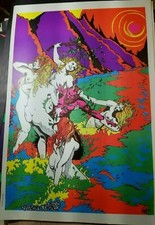 NYMPH'S REVENGE VINTAGE 1970's HEADSHOP BLACKLIGHT POSTER Jon Zarr Habar -NICE!