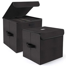 12inch Vinyl Record Storage Box Nylon Foldable And Stackable Set Of 2 Vinyl Lp S
