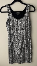 Forever 21 Dress Womens Medium Sheath Geometric Mini Party Silver Black Cocktail