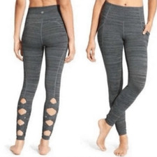 Athleta High Rise Cutout Calf Gray Space Dye Chaturanga Leggings size S