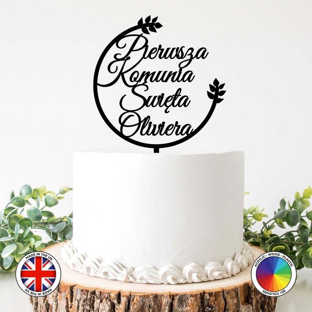 Personalised Pierwsza Komunia Swieta hoop (size-S) cake topper WOOD ACRYLIC 50+c Personalised Pierwsza Komunia Swieta hoop (size-S) cake topper WOOD ACRYLIC 50+c