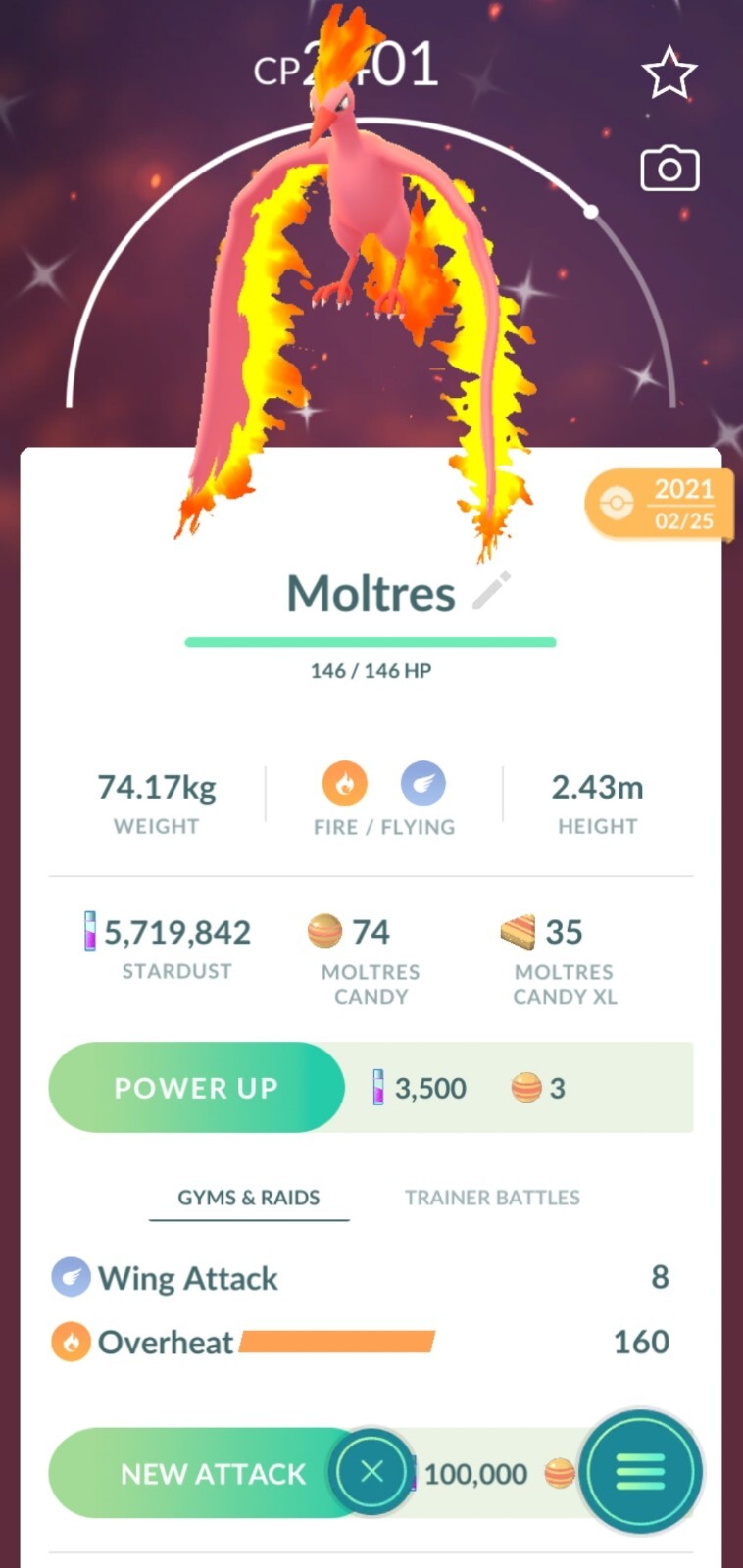 Shiny Moltres Pokemon Trade Go