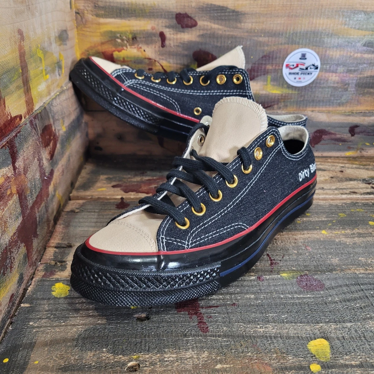 Men Converse Chuck 70 Low Black Denim Sneakers Size 8.5 165505c