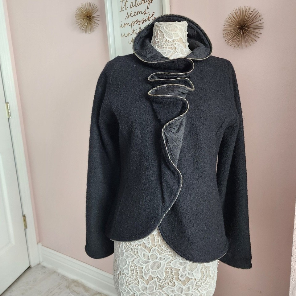 Flawless Covelo wool unique jacket blazer decorative zippers black L eBay