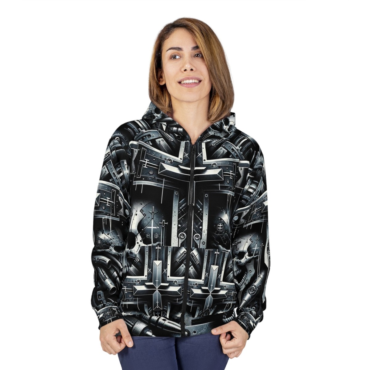 Unisex Full Zip Hoodie All Over Print Y2K Cyber Mall Goth