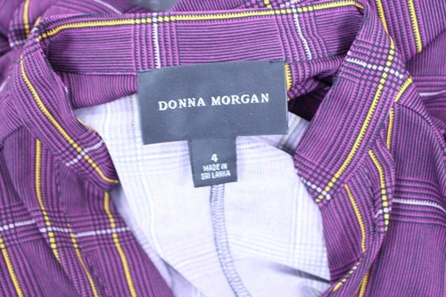 Donna Morgan Kleid lila gelb kariert Brusttaschen Taille Bindeknöpfe Gr. 4 - Bild 12 von 13