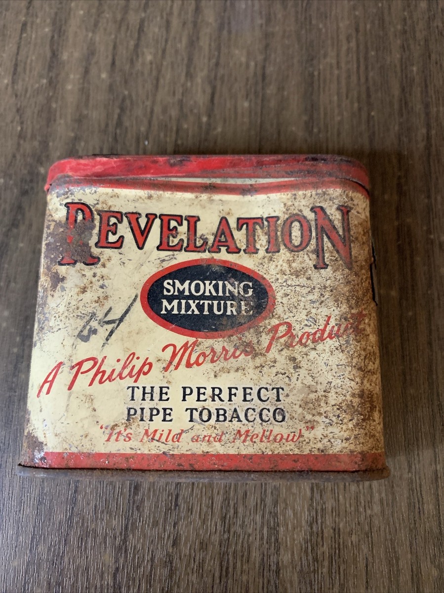 revelation tobacco tin Vintage Philip Morris REVELATION Smoking Mixture Pipe Tobacco Tin Tax Tag