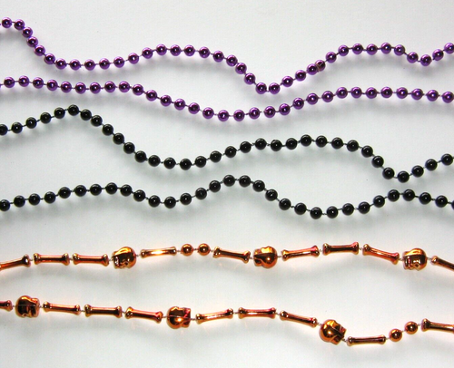 Halloween Decorations Purple Black Orange Garland Beads 6-10mm 96" for Trees etc - Picture 2 of 3